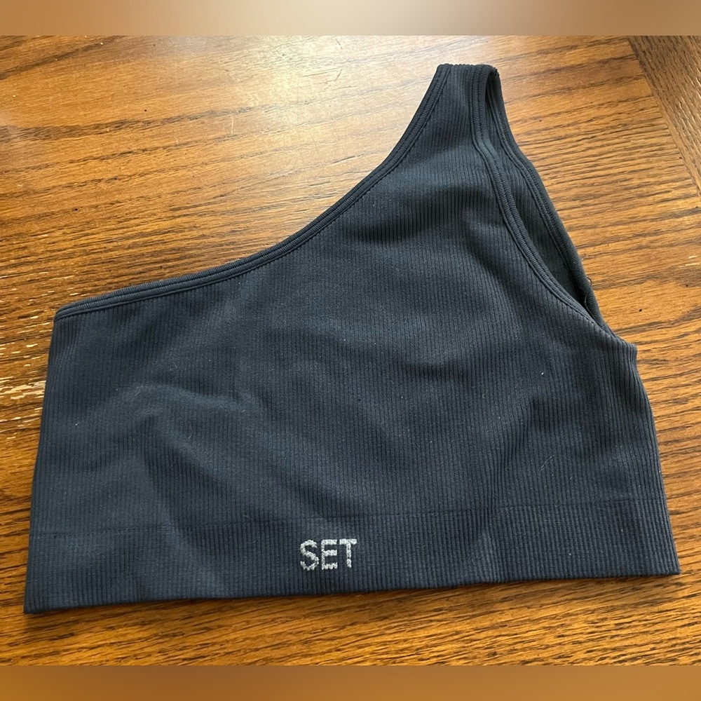 Womens Set Active One Shoulder Sports Bra Gray/Blue